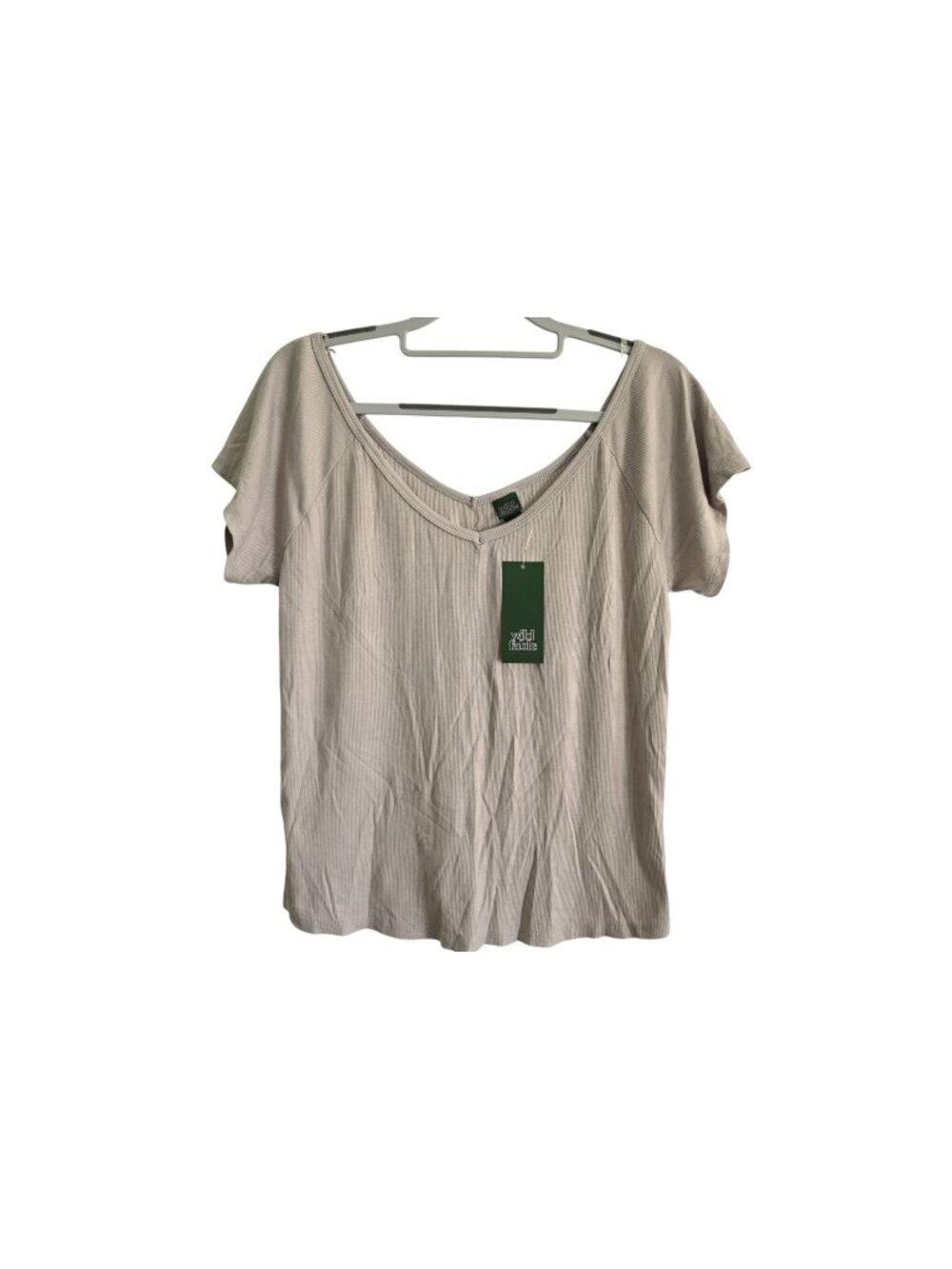 NWT Wild Fable Size XL Nickle Ribbed V-Neck Raglan Short Sleeve Top 331 01 9245